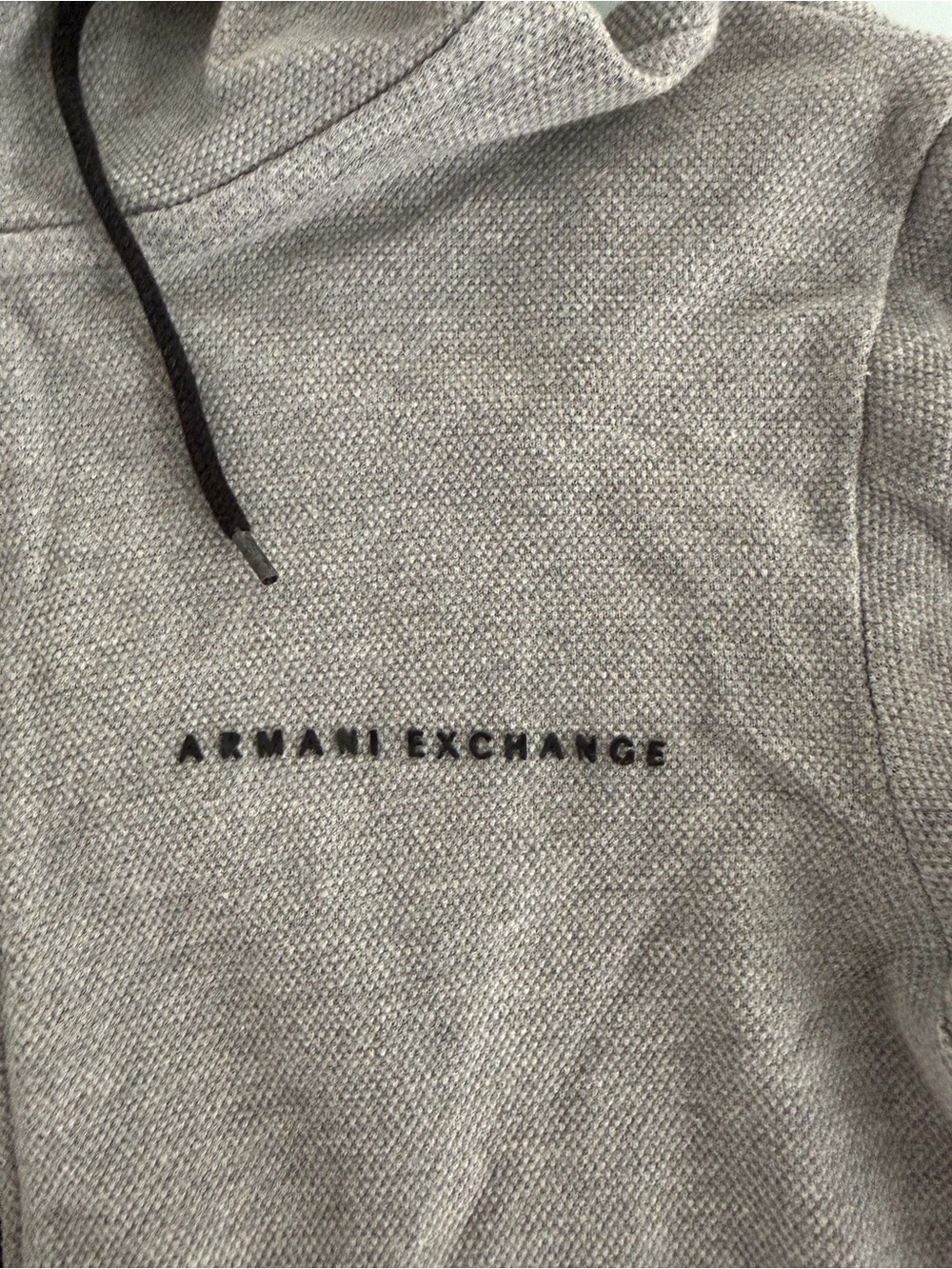 Armani Exchange Men's Light Gray Knit Hoodie Sweater
